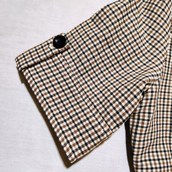 NWT Toccin Short Sleeve Button Front Plaid Mini Dress 4 - Picture 5 of 9